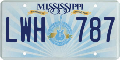 MS license plate LWH787