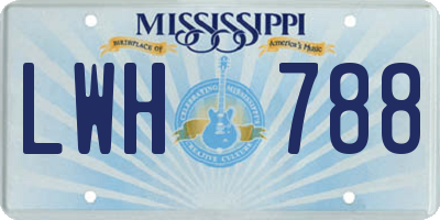 MS license plate LWH788