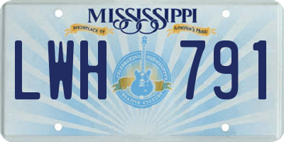MS license plate LWH791