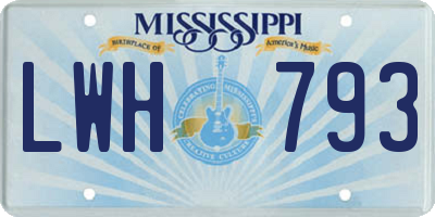 MS license plate LWH793