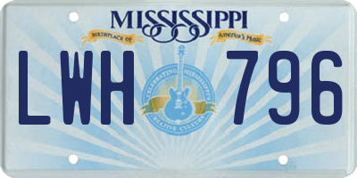 MS license plate LWH796