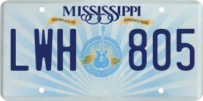 MS license plate LWH805
