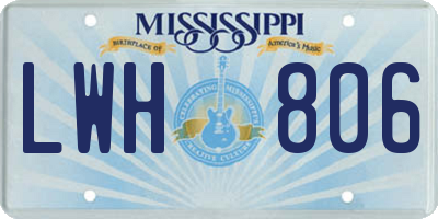 MS license plate LWH806