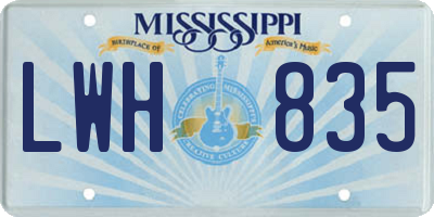 MS license plate LWH835