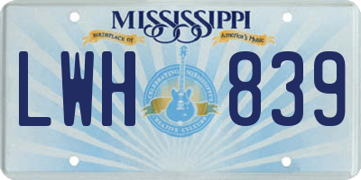 MS license plate LWH839