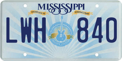 MS license plate LWH840