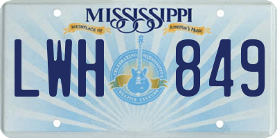 MS license plate LWH849