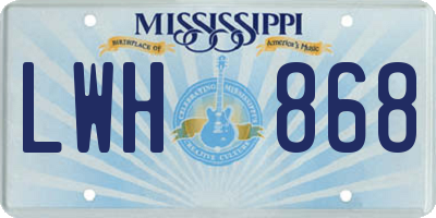 MS license plate LWH868