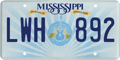 MS license plate LWH892