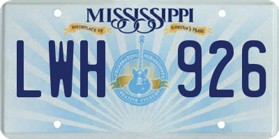 MS license plate LWH926