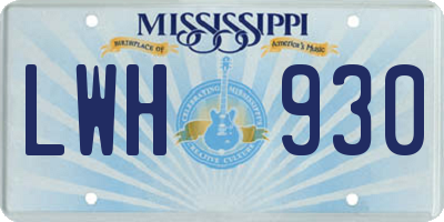 MS license plate LWH930