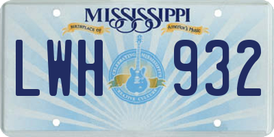 MS license plate LWH932