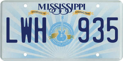 MS license plate LWH935