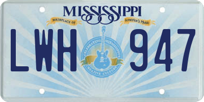 MS license plate LWH947