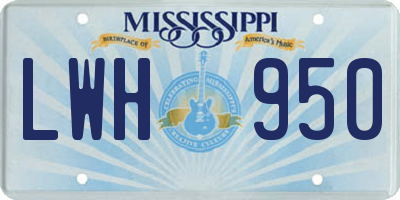 MS license plate LWH950