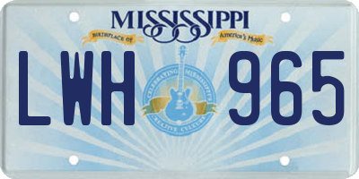 MS license plate LWH965