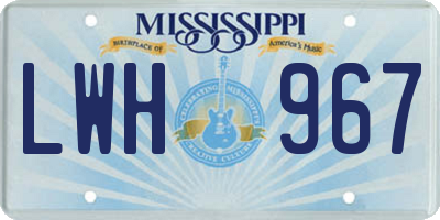 MS license plate LWH967