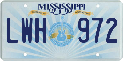 MS license plate LWH972