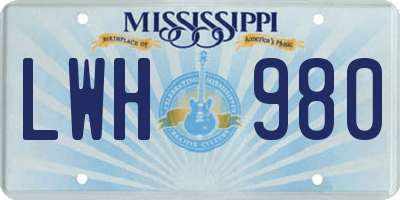 MS license plate LWH980