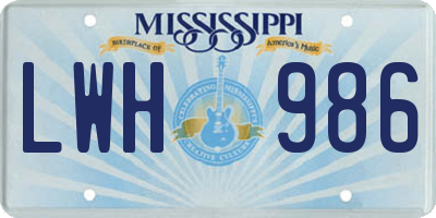 MS license plate LWH986