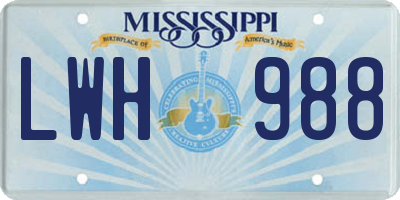 MS license plate LWH988