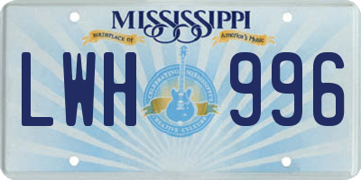 MS license plate LWH996