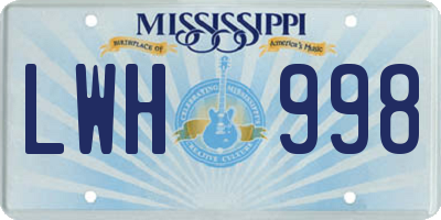 MS license plate LWH998