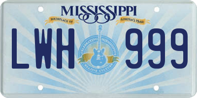 MS license plate LWH999