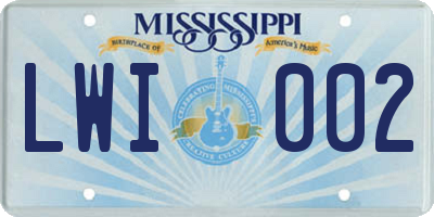 MS license plate LWI002
