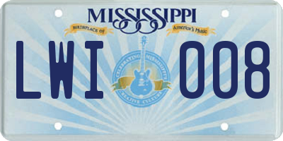 MS license plate LWI008