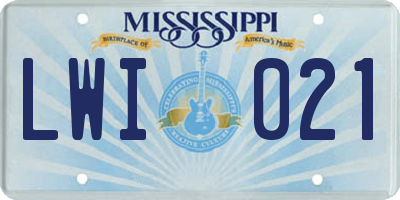 MS license plate LWI021