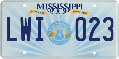 MS license plate LWI023