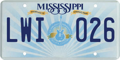 MS license plate LWI026