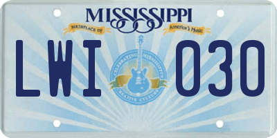 MS license plate LWI030
