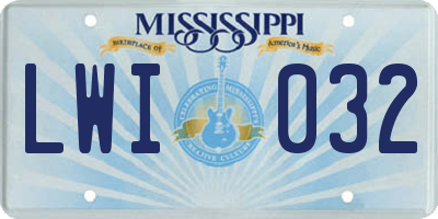 MS license plate LWI032