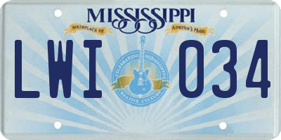 MS license plate LWI034