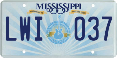 MS license plate LWI037