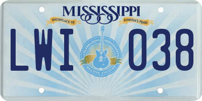 MS license plate LWI038