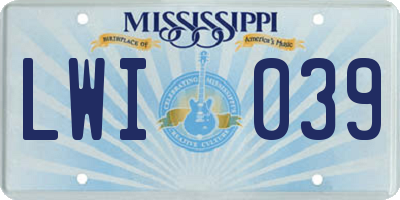 MS license plate LWI039