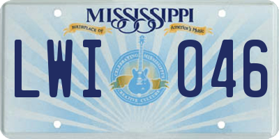 MS license plate LWI046
