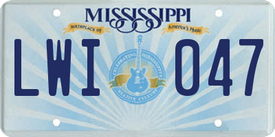MS license plate LWI047