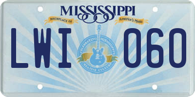 MS license plate LWI060