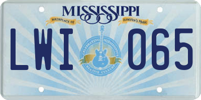 MS license plate LWI065