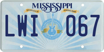MS license plate LWI067