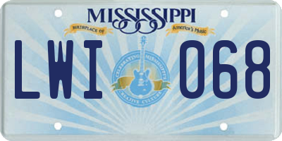 MS license plate LWI068