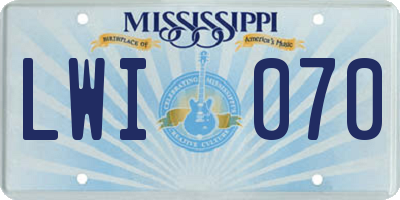 MS license plate LWI070