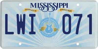 MS license plate LWI071