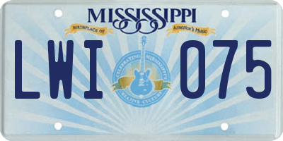 MS license plate LWI075