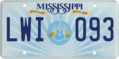 MS license plate LWI093