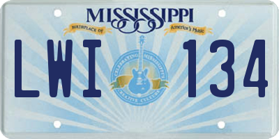 MS license plate LWI134